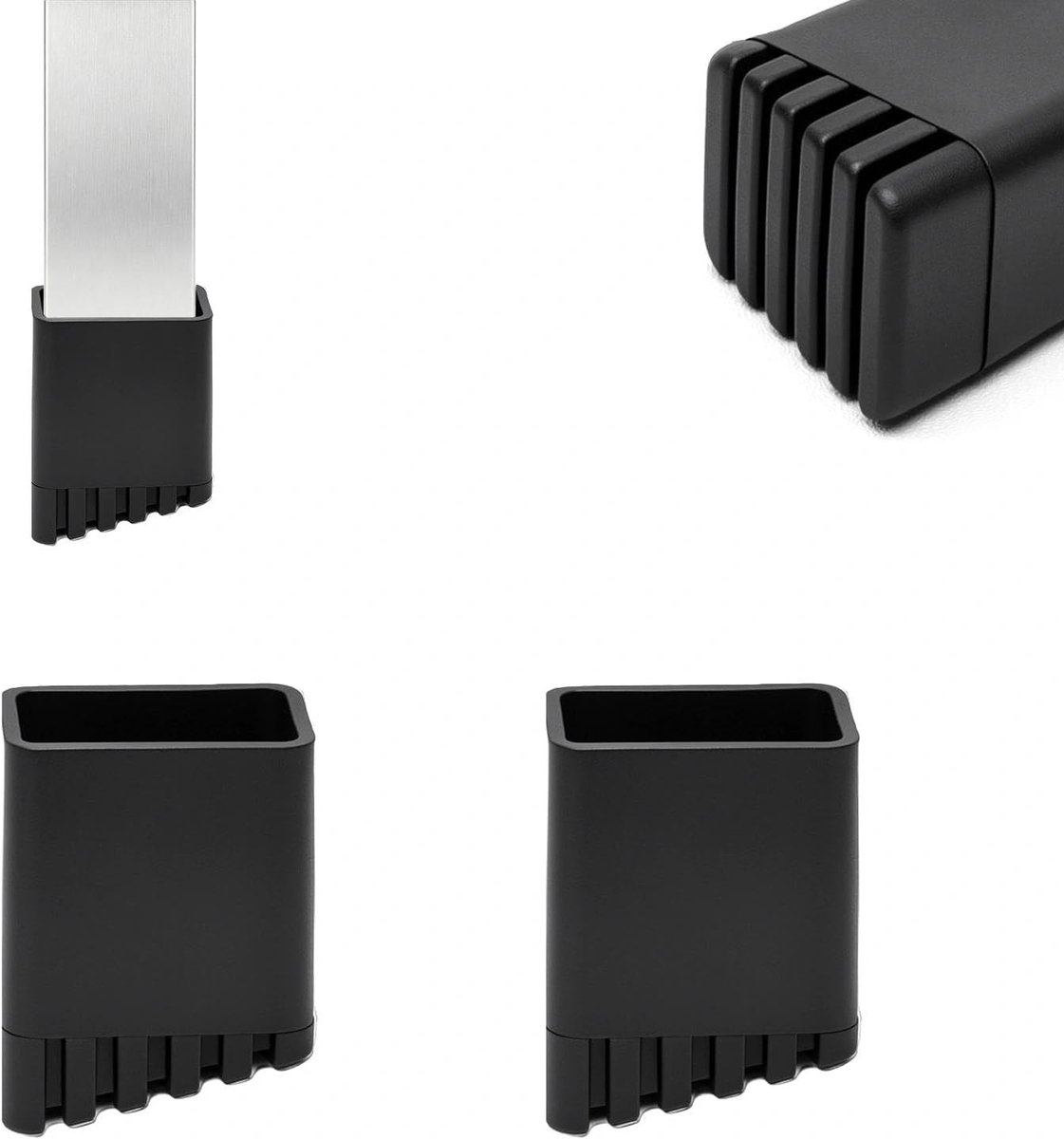 2 Stuks Zwarte Ladervoeten, Afmetingen 20×30 mm - Versterkt Rubbermateriaal Antislip Vervangende Ladervoeten - ShopVlot