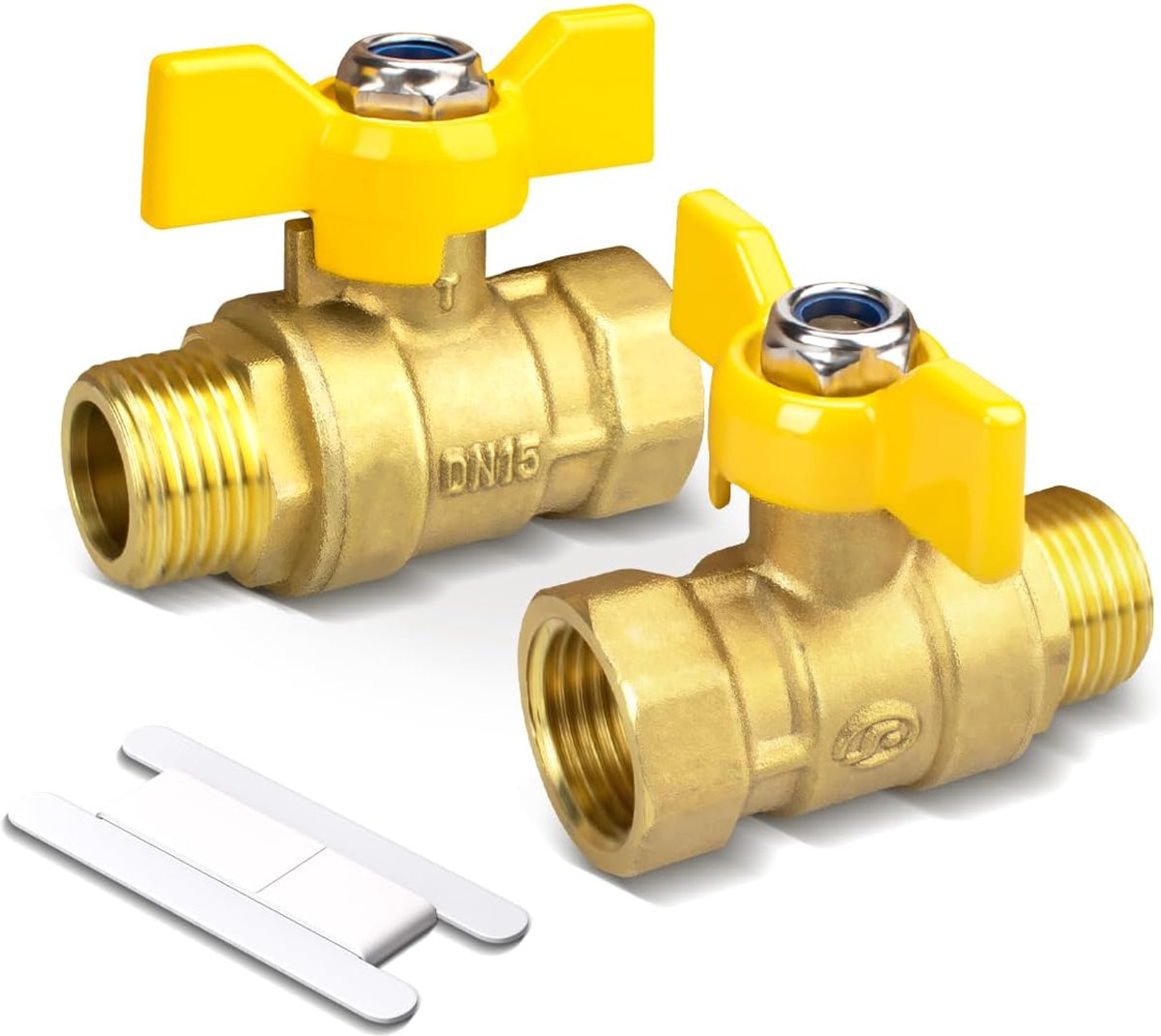 Bwintech 2pcs 1/2" Male BSP to 1/2" Female BSP in Brass, Ball Valves with Wing Handle 180 Degree Off Switch Control - ShopVlot