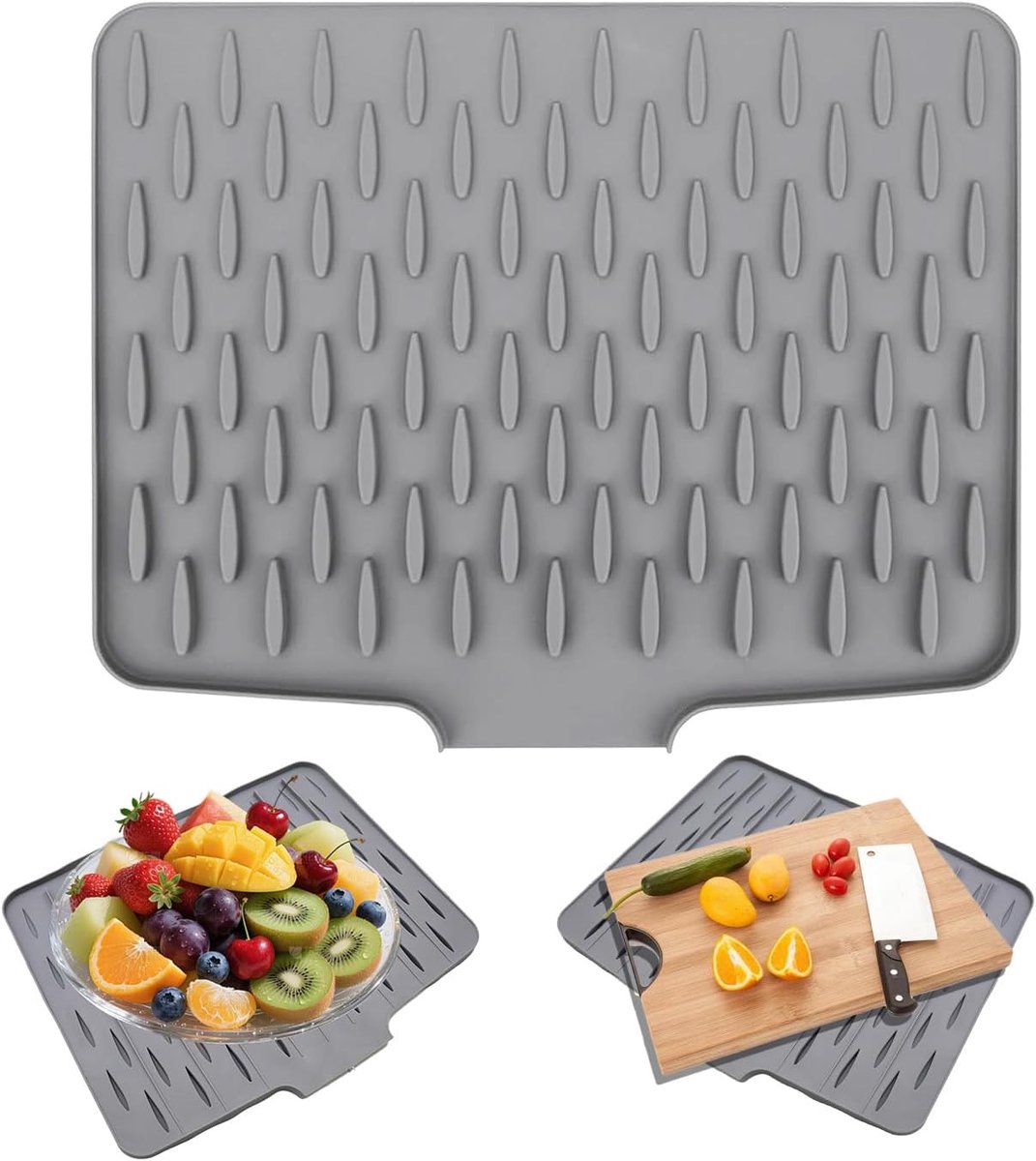 Leakproof Silicone Draining Mat with Angled Water Bypass Mat, Non-slip Design for Kitchen Sink, Bathroom Worktops - ShopVlot