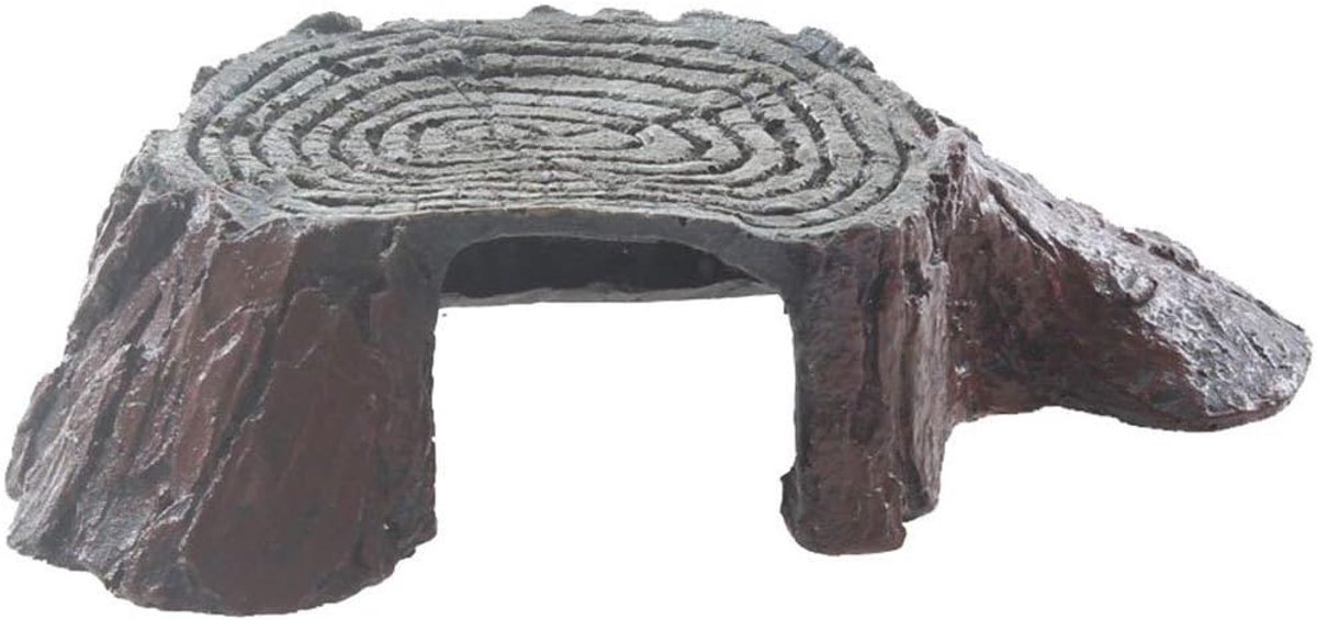 emours Tree Stump Turtle Hideout Resin Cherish Rocks Bearded Dragon Accessories Reptile Amphibian Fish Tank Decor Small - ShopVlot