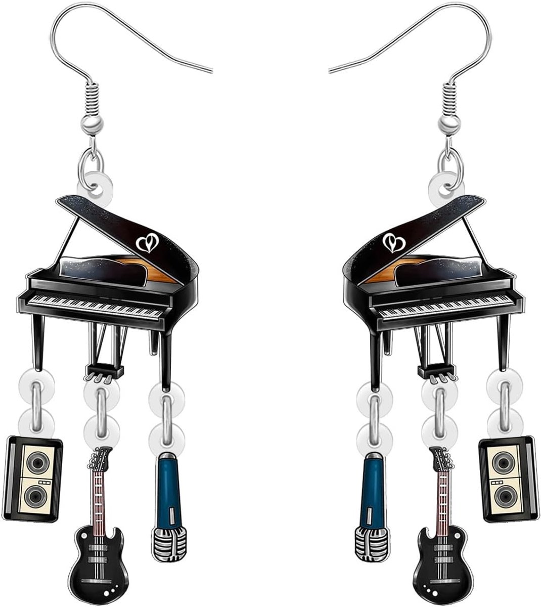 Acrylic Piano Earrings Dangle Statement Musical Jewelry Music Teacher Appreciation Gifts For Women Music Lovers - ShopVlot