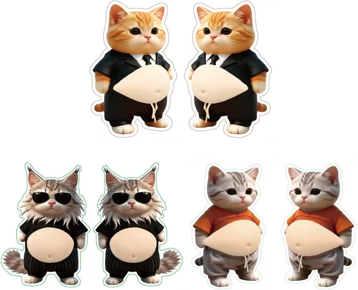 3D-dierenstickers van siliconen, anti-botsingsstickers voor deur, 3 paar grappige kattenmotieven, superzachte - ShopVlot