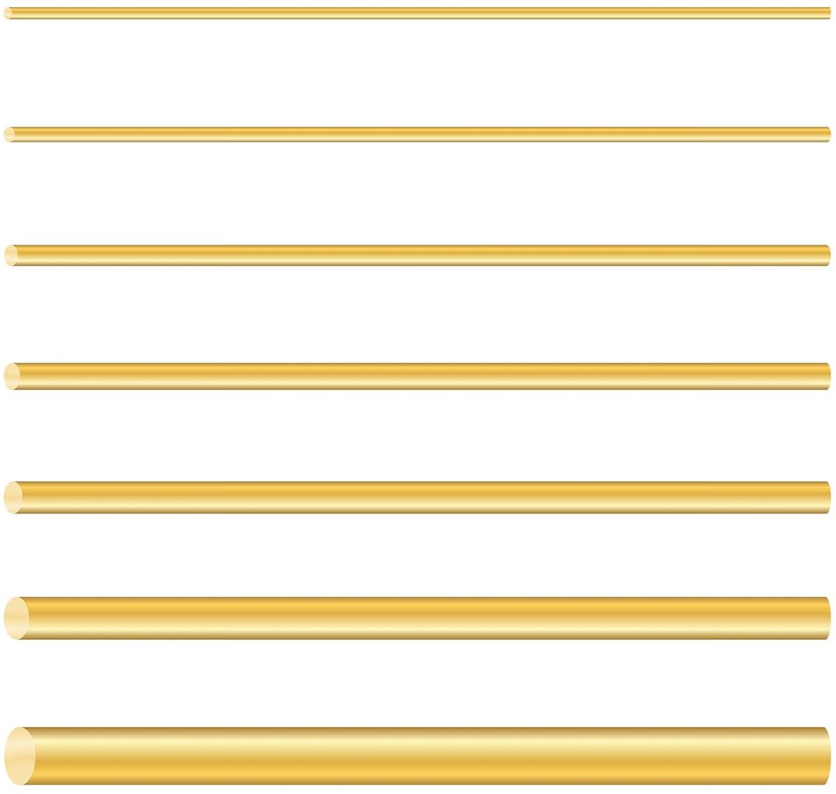 Brass Bar Set, Diameter 2mm-10mm, 150mm Long Solid Round Brass Rods for Lathes, DIY Crafts (7 Pieces) - ShopVlot