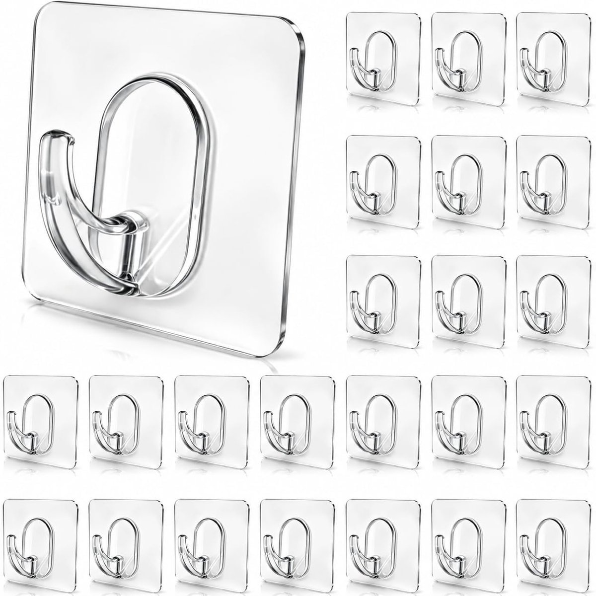 24 stuks zelfklevende haken, geen spijkers, transparante zelfklevende haken zonder boren, waterdichte wandhaken - ShopVlot