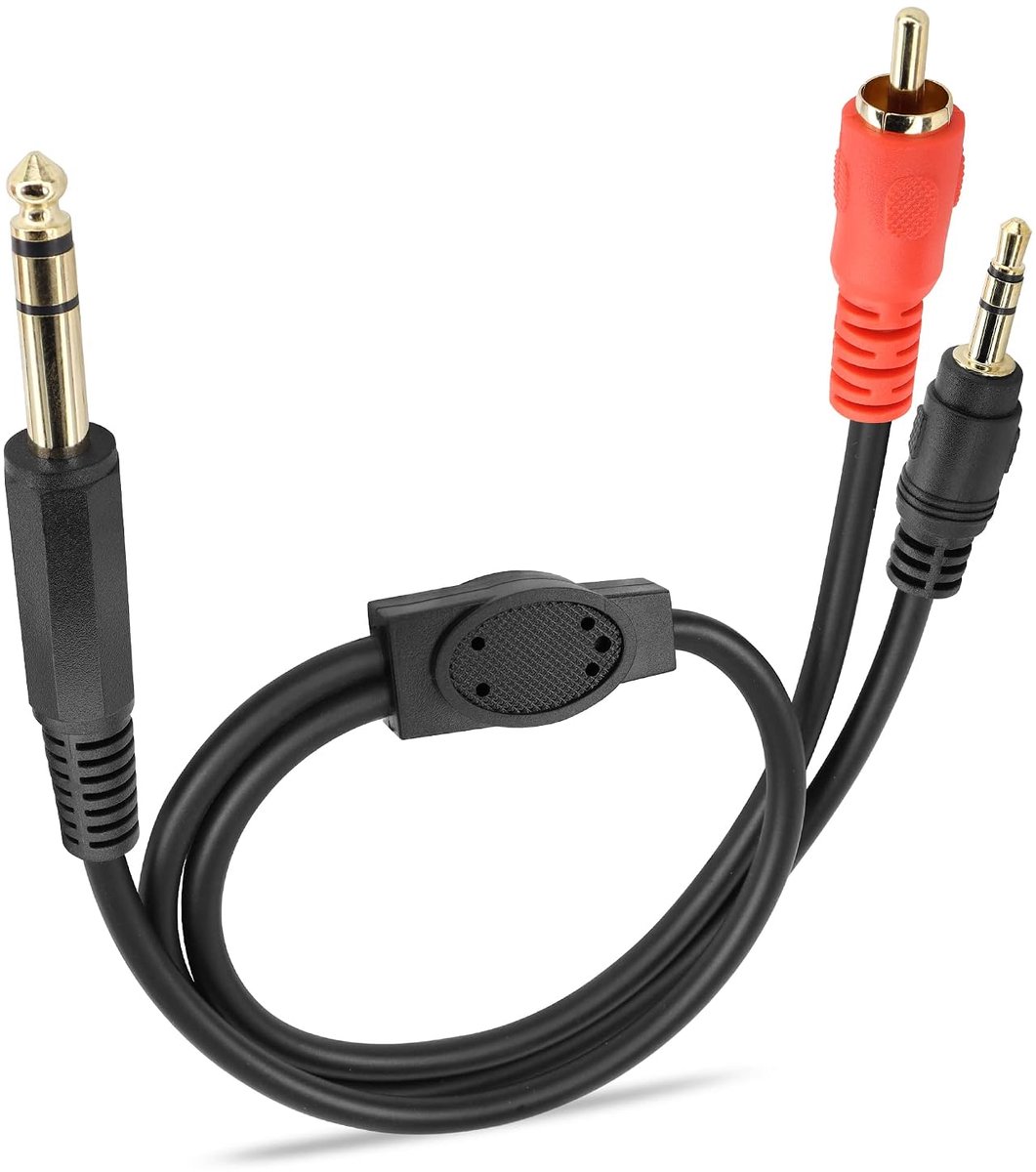 GINTOOYUN 6.35mm Plug to RCA Jack + 3.5mm Plug Audio Cable 6.35mm 1/4 Inch Plug to RCA Bus + 3.5mm Dual Channel Plug Y - ShopVlot