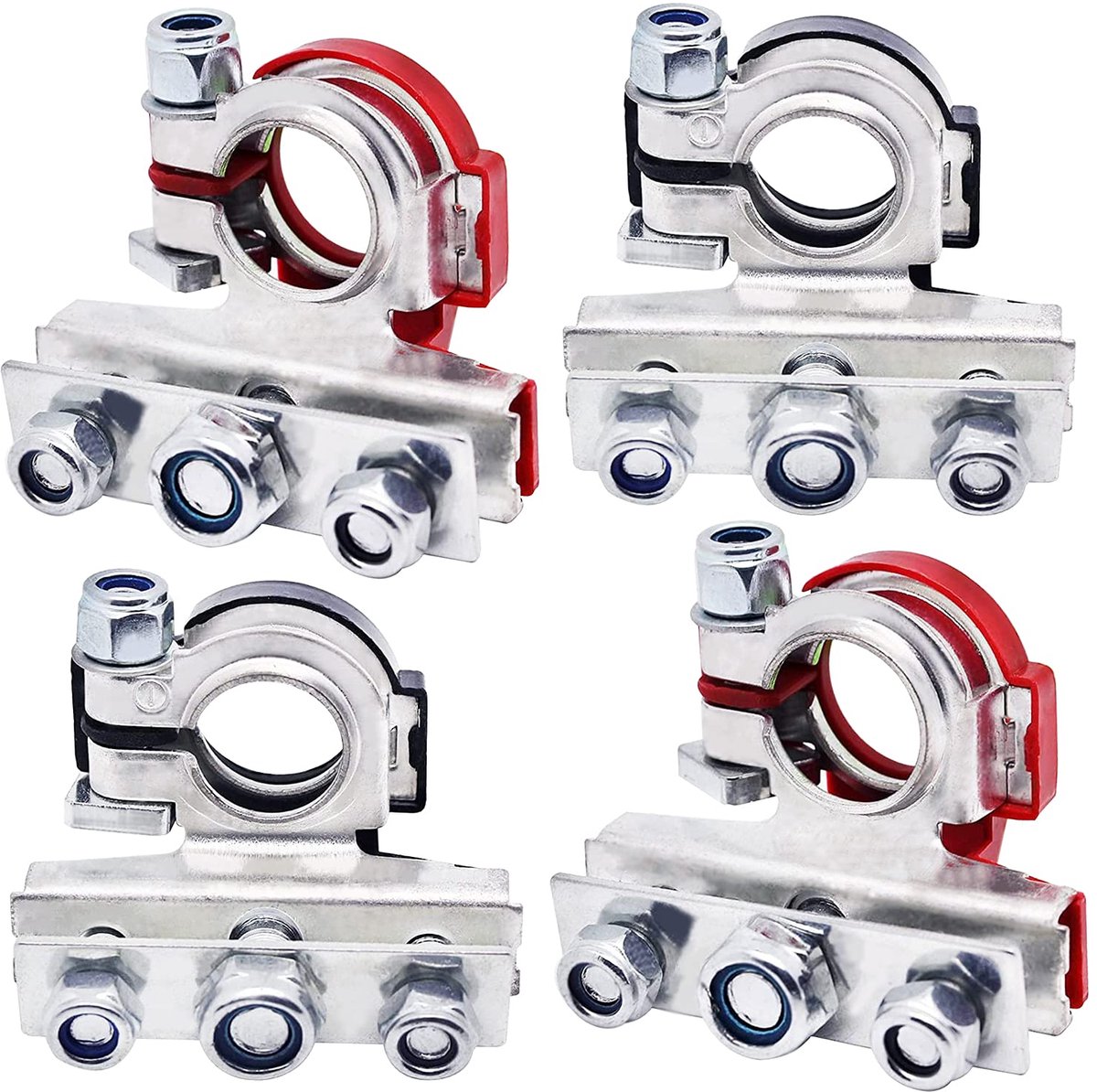 Pack of 4 Car Battery Clamps 12 V Battery Clamps Red/Black Battery Clamp for Car, Boat, RV, Caravan, Positive Negative - ShopVlot
