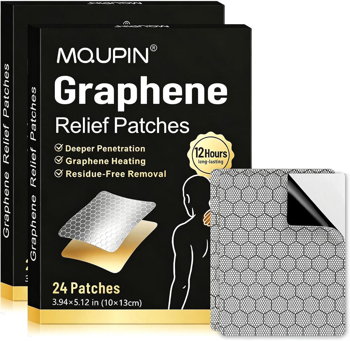 MQUPIN pijnverlichtingspleisters, zelfverwarmende grafeen patch, natuurlijke plantenwarmtepleisters voor rug, knie - ShopVlot