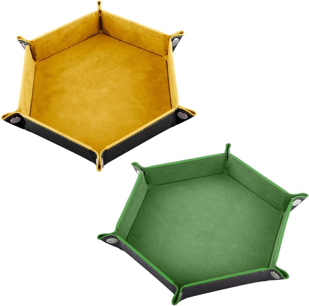 2 Pack PU Leather Foldable Dice Tray with Velvet Hexagonal Dice Tray for DND, Role Playing, Casino, Card Game, Board - ShopVlot