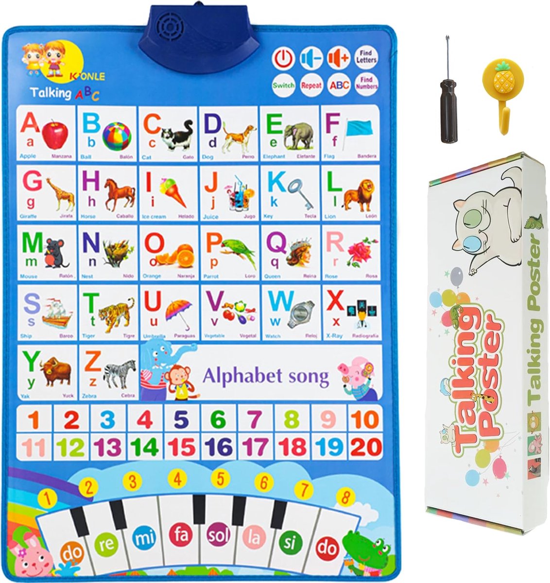 Children's English Alphabet Electronic Poster with Sound, Large Letter Poster and Funny Animals, Interactive - ShopVlot