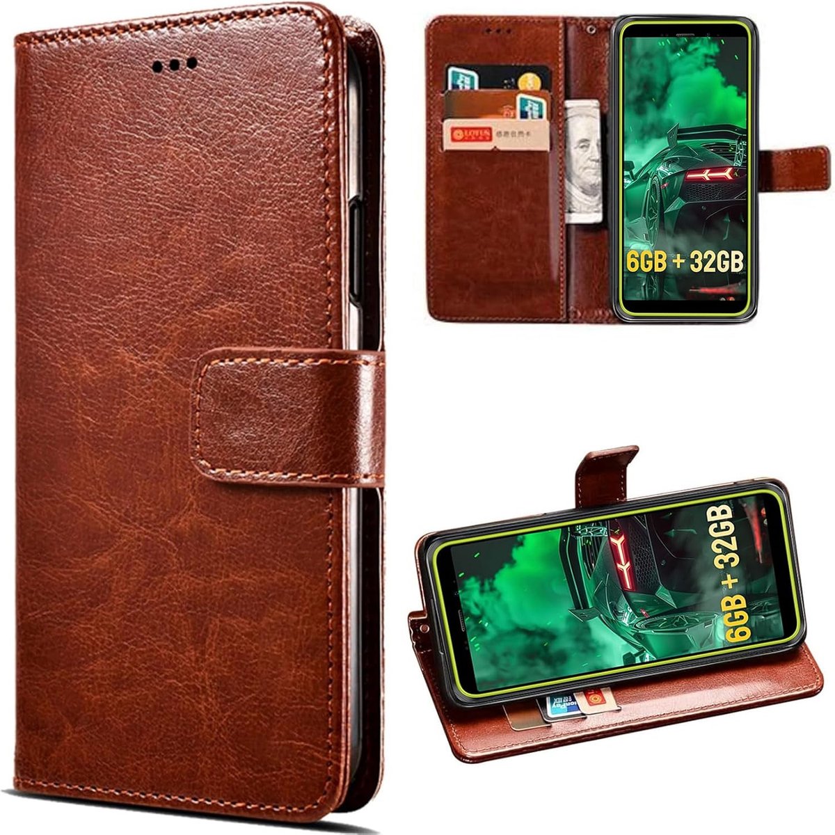 MEMELOKA Beschermhoes voor ULE Fone Armor X12/Armor X12 Pro, TPU schokbestendig interne en premium flip PU - ShopVlot