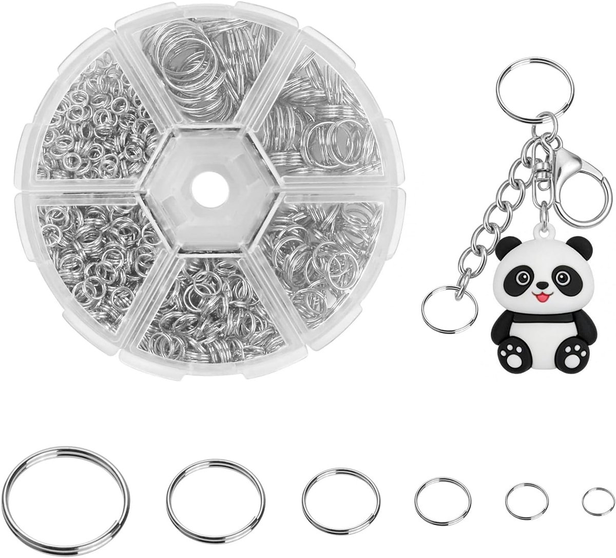 1020pcs key rings silver split rings keyrings set 4-12mm - Double opening, strong grip, corrosion-resistant, smooth - ShopVlot