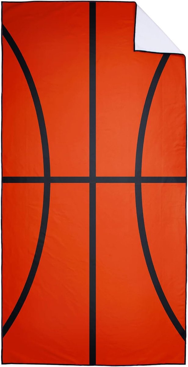 Quick-drying and lightweight beach towel, large, 90 x 180 cm, quick-drying microfibre, printed with basketball, rugby - ShopVlot