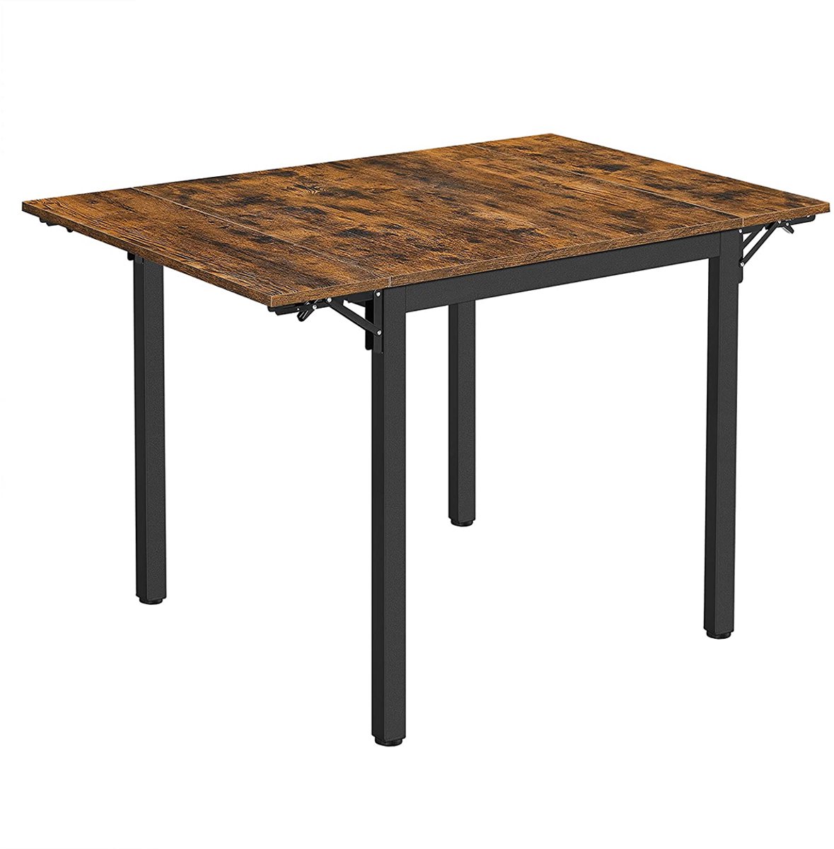 Conway Living® Opklapbare Eettafel - Inklapbare Keukentafel voor 2 tot 4 Personen - Voor Kleine Ruimtes - Hout & Staal - 120/84,5 x 78 cm - Vintage Bruin / Zwart
