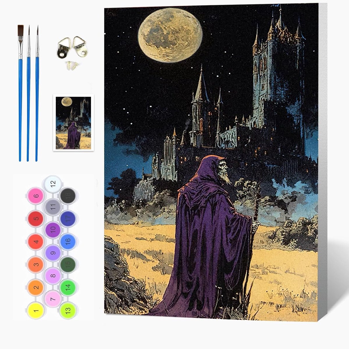 Auremi Gotisch schilderen op nummer 20 x 30 met lijst – Halloween schilderen op nummer voor volwassenen – creatieve - ShopVlot