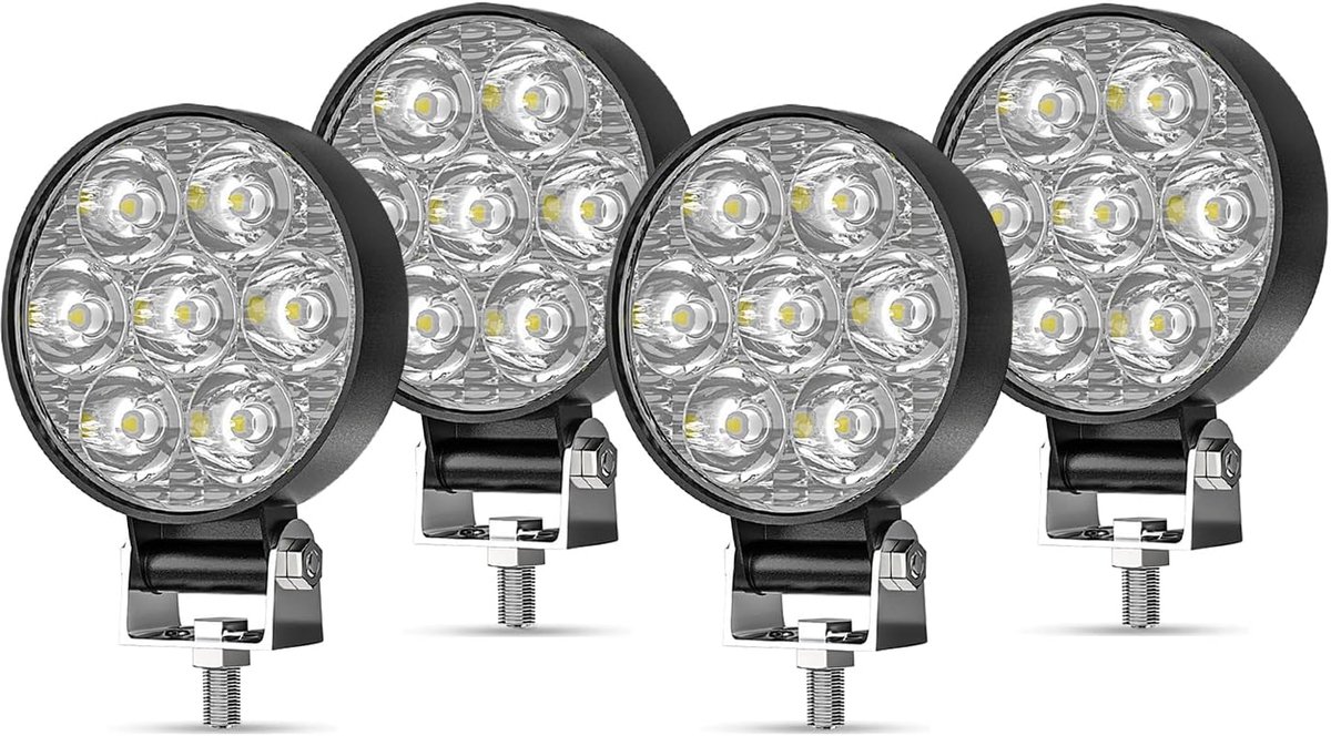 Pack of 4 LED Work Lights, 2.5 Inch LED Headlights, 12 V Mini Additional Headlights, Motorcycle, IP65 Waterproof - ShopVlot