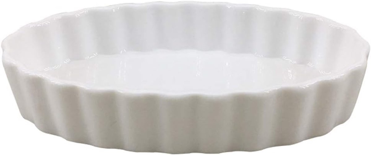 Deep Cake Plate, Porcelain Baking Pan and Pizza Pan, Round Cake Mould Made of Ceramic and Fluted Cake Tray (26 cm) - ShopVlot