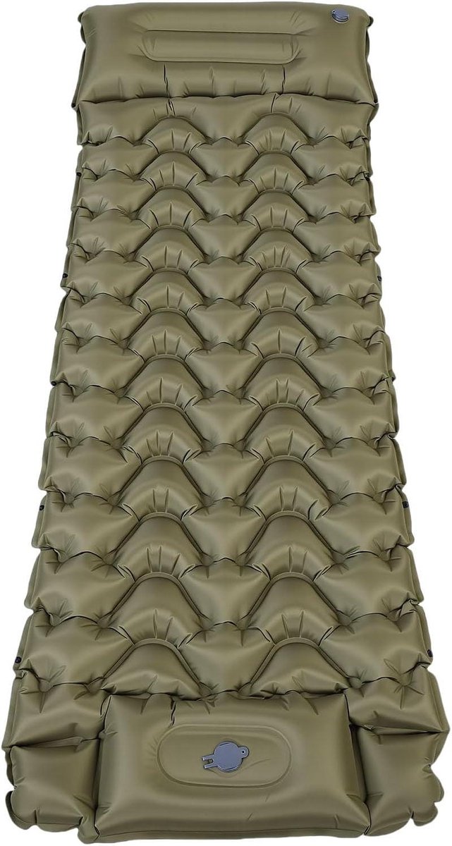 Kampeer Slaapmat - Luchtbed Outdoor - Wandelen Kamperen - Ingebouwde Voetpomp - 190 x 75 x 15 cm - Groen