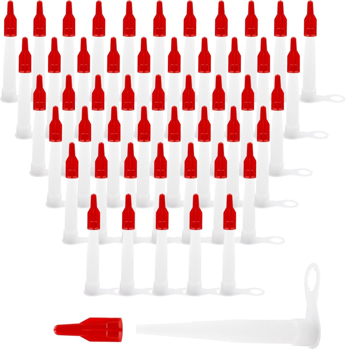 OMJMYY Pack of 50 Cartridge Tips, Transparent Silicone Nozzles, Red Spare Tip Sealing Spare Tips, Silicone Cartridge - ShopVlot