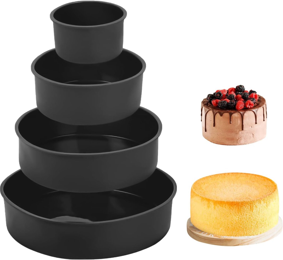 YXHZVON Siliconen bakvorm, 4 stuks siliconen motief bakvorm rond, bakvorm voor heteluchtfriteuse, taartvorm voor - ShopVlot