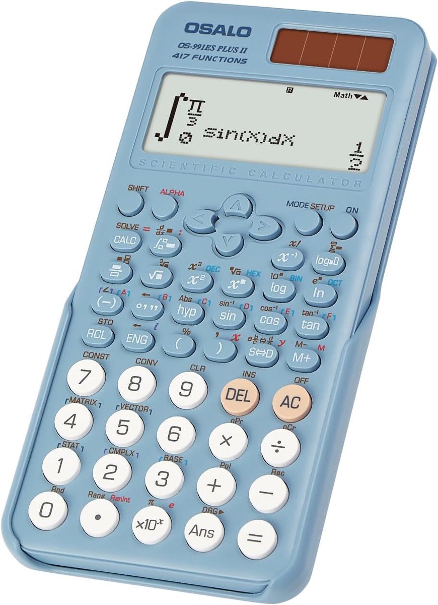 OSALO Scientific Calculator 417 Functions 2 Line Written Display Solar & Battery Powered 12-Digit (10+2) Calculators - ShopVlot
