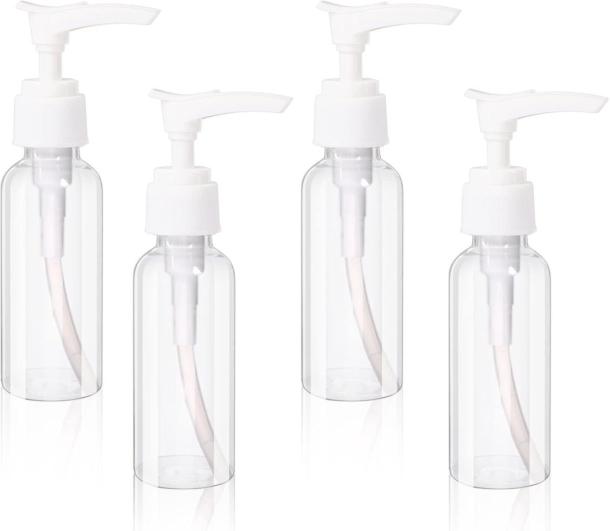 Sliverdew 4pcs Transparent Pump Bottles 50ml Travel Refillable Bottles Plastic Pump Bottle Empty Air Travel Bottles - ShopVlot