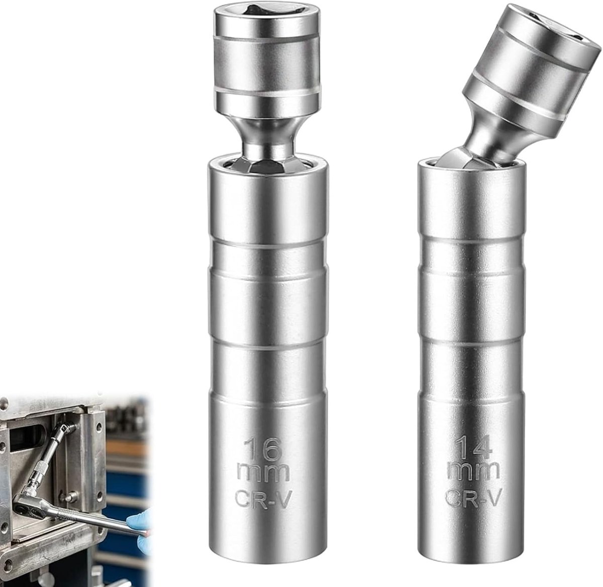2 x bougiesleutel, 14 mm, 16 mm, kaarsenhouder, universele magnetische bougiesleutel - ShopVlot