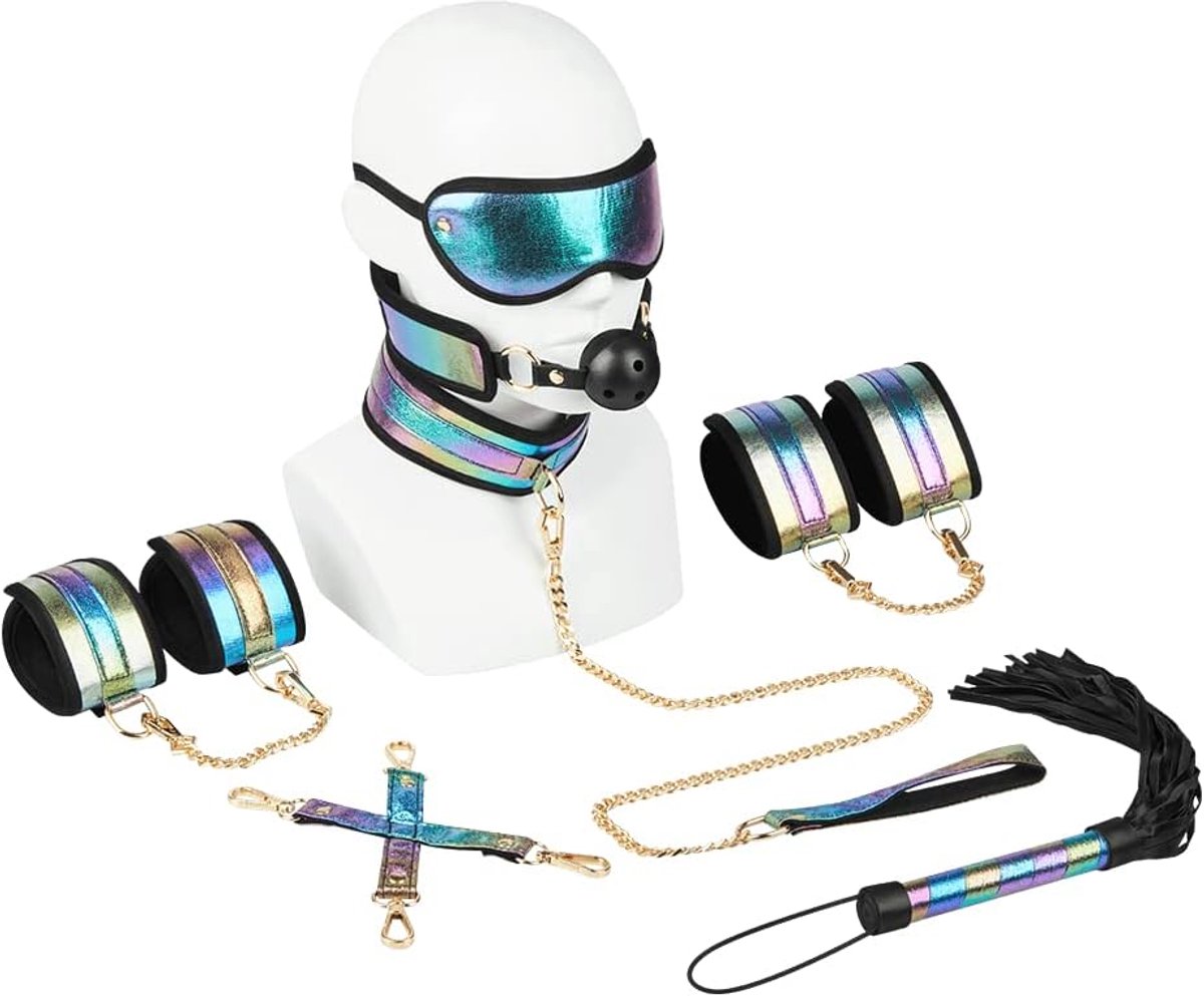 EIS, Bondage Set, 'Exciting BDSM Set, 10 Parts', Ideal for Beginners, Extended Set, Colour:Rainbow - ShopVlot