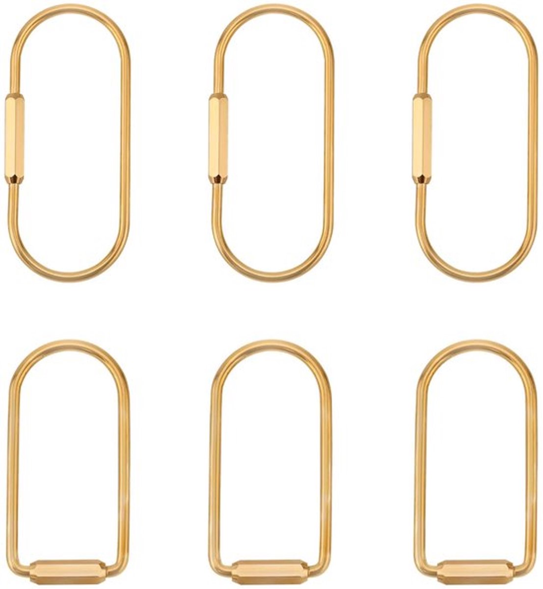 6 Messing Schroefslot Sleutelhangers - Universele Karabijnhaak voor Autosleutels