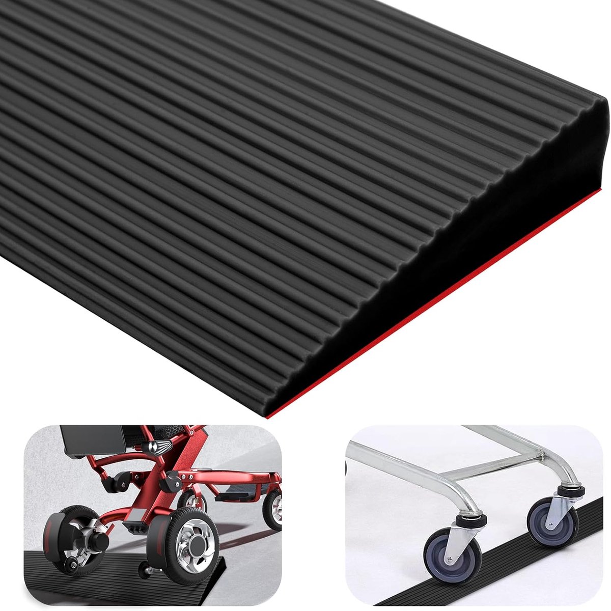 PVC Drempelhelling 90 x 8 x 2 cm - Zwart - Geschikt voor rolstoelen en e-scooters - Eenvoudig toegang voor voertuigen - ShopVlot