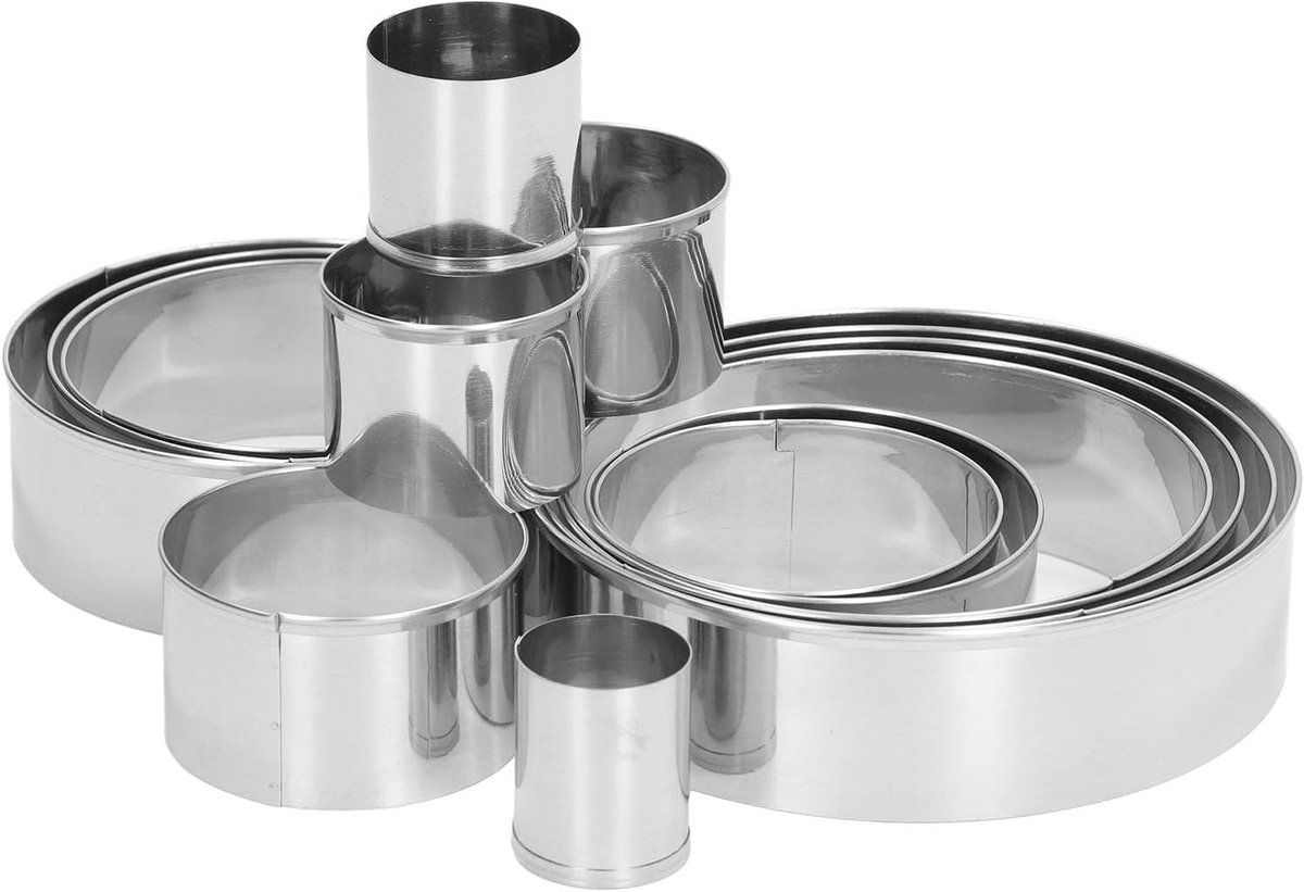 Bakvormen set 14-delig - roestvrij staal - verstelbare ringen - perfect voor desserts - ShopVlot