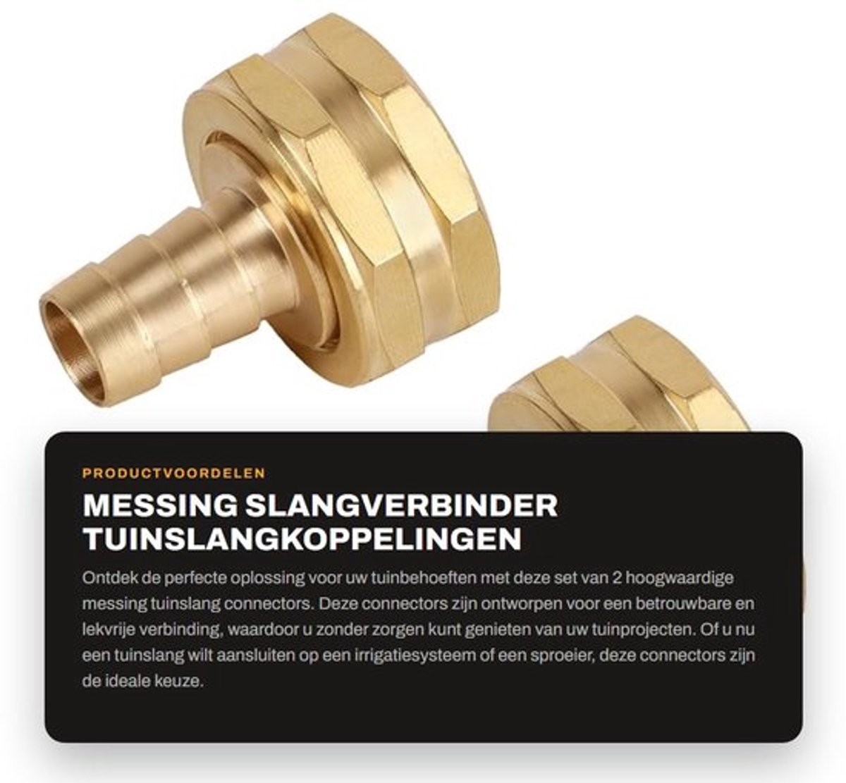 Slangverbinder Massief Messing - Tuinslangkoppelingen - Lekvrije Koppeling - 2 Stuks - Geschikt voor Reparatie - Duurzaam Materiaal - Tuinslangkoppeling