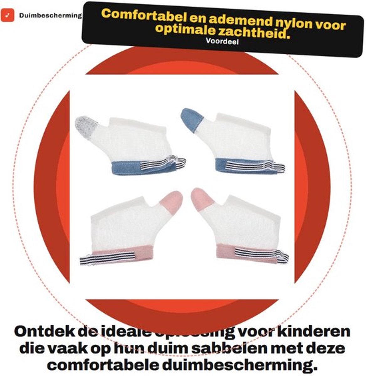Duimbescherming - Vingercondoom - Ademend Nylon - Verstelbaar Ontwerp - Voor Kinderen - Bescherming Tegen Vingerzuigen - Vingerbescherming
