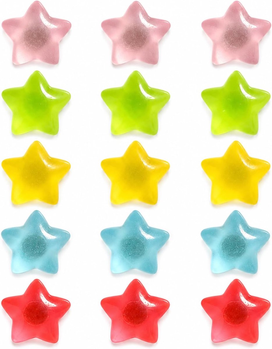Koelkastmagneten set van 15 - kleurrijke 3D-sterren - decoratieve koelkastaccessoires - ideaal voor keuken en kantoor - ShopVlot