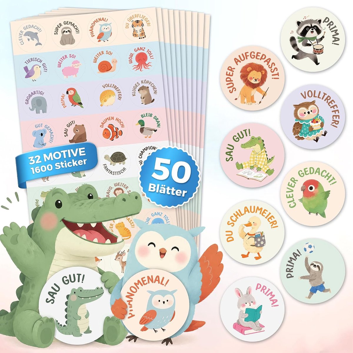 Stickers dolfijnpatroon - dierenstickers - vrolijk ontwerp - ideaal voor lerarenbenodigdheden - ShopVlot