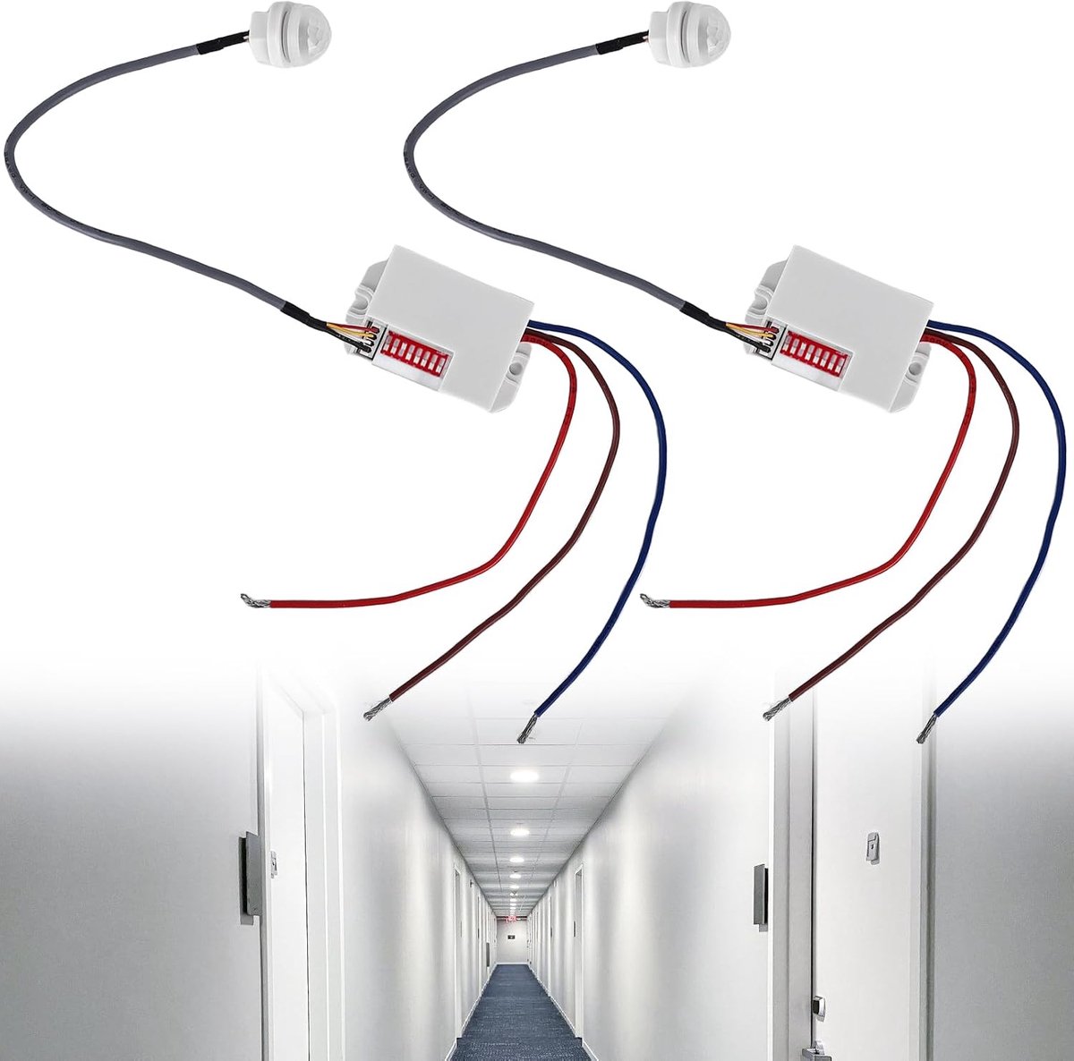 Mini infrarood bewegingssensor 2-pack - bewegingsdetectie 2-8 m - IP20, 180°/360° - ShopVlot