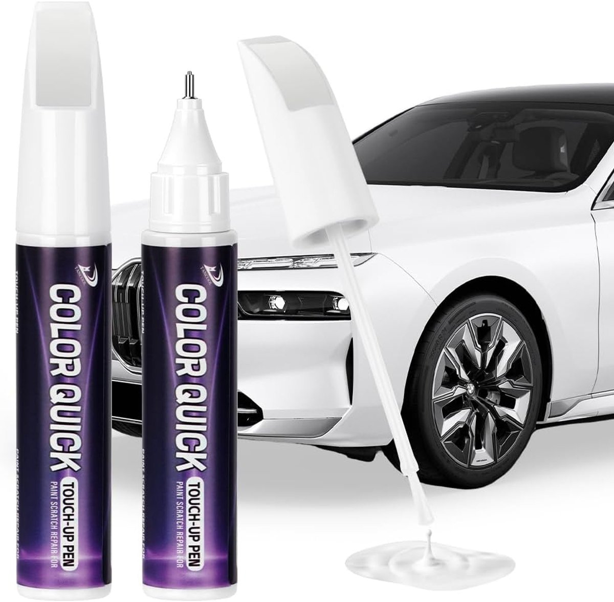 Auto verf reparatiepen 2 in 1 12 ml - witte verf met penseel en precisietip - snelle reparatie van krassen - ShopVlot