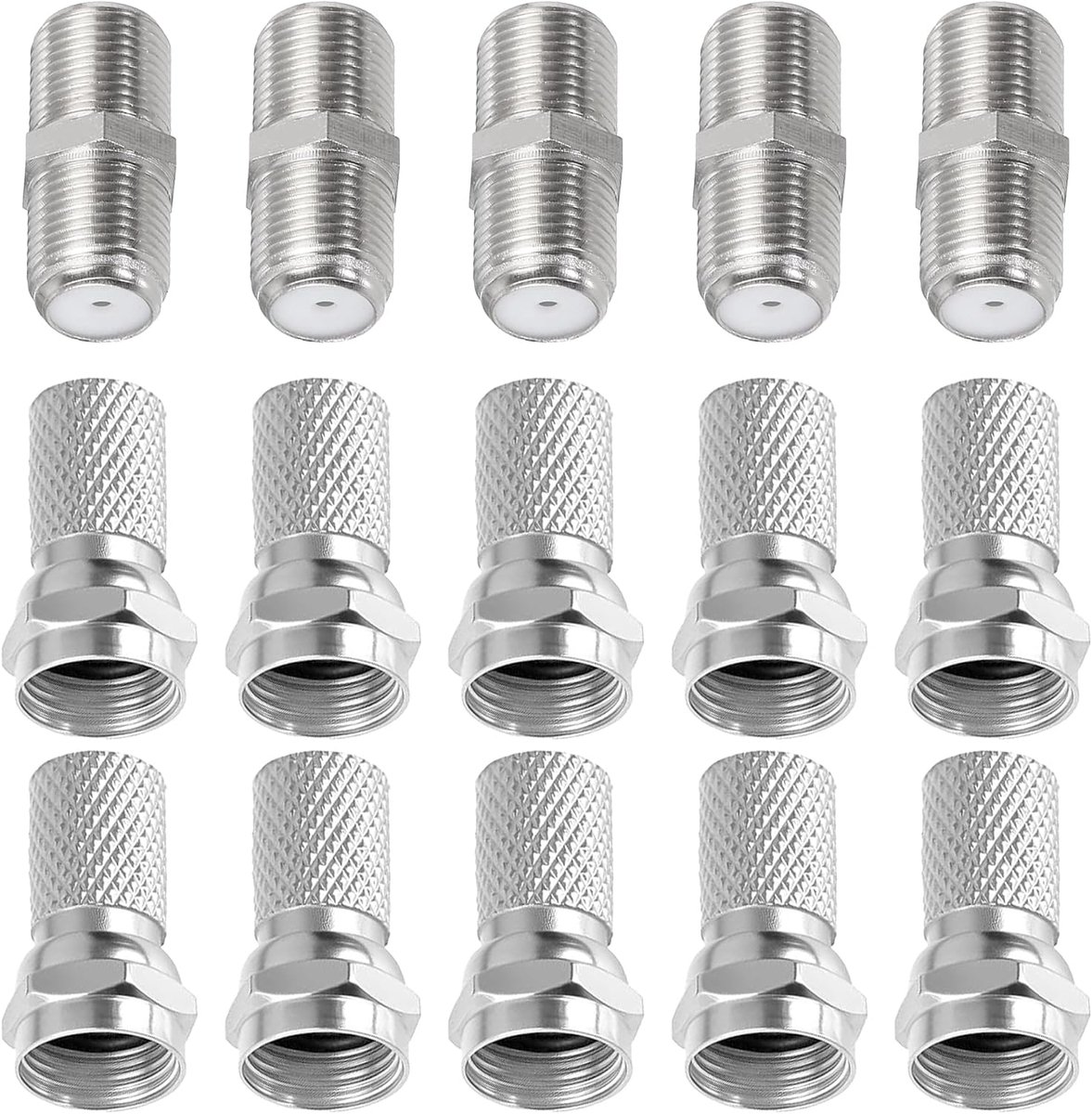 F-type connector set 15-delig - verguld - met coaxiale koppelingsadapters - ideaal voor satelliet en tv - ShopVlot