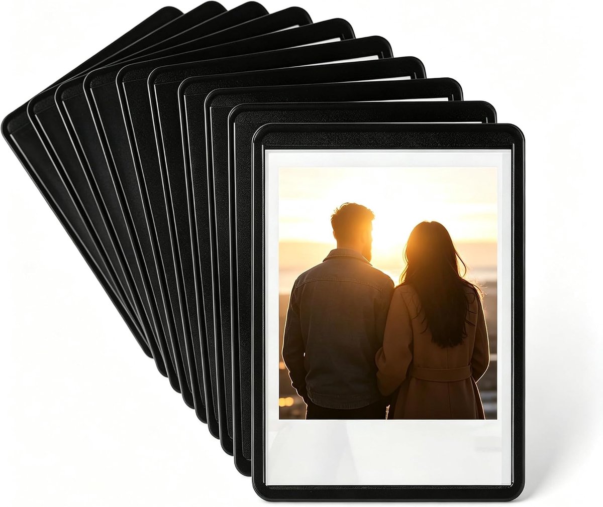 Magneet fotolijst 6,2 x 8,8 cm - set van 15 - zwart - stevig hechtend voor foto's en ansichtkaarten - ShopVlot