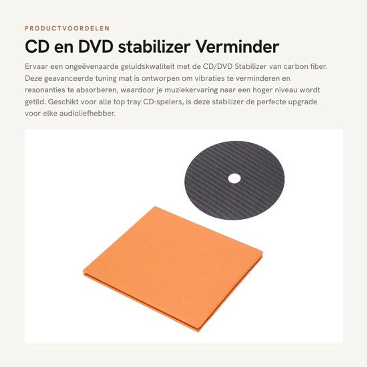 CD en DVD stabilizer - Verminder vibratie - Verbeter geluidkwaliteit - Carbonfiber ontwerp - Geluidsverbetering - Geschikt voor audioappa...