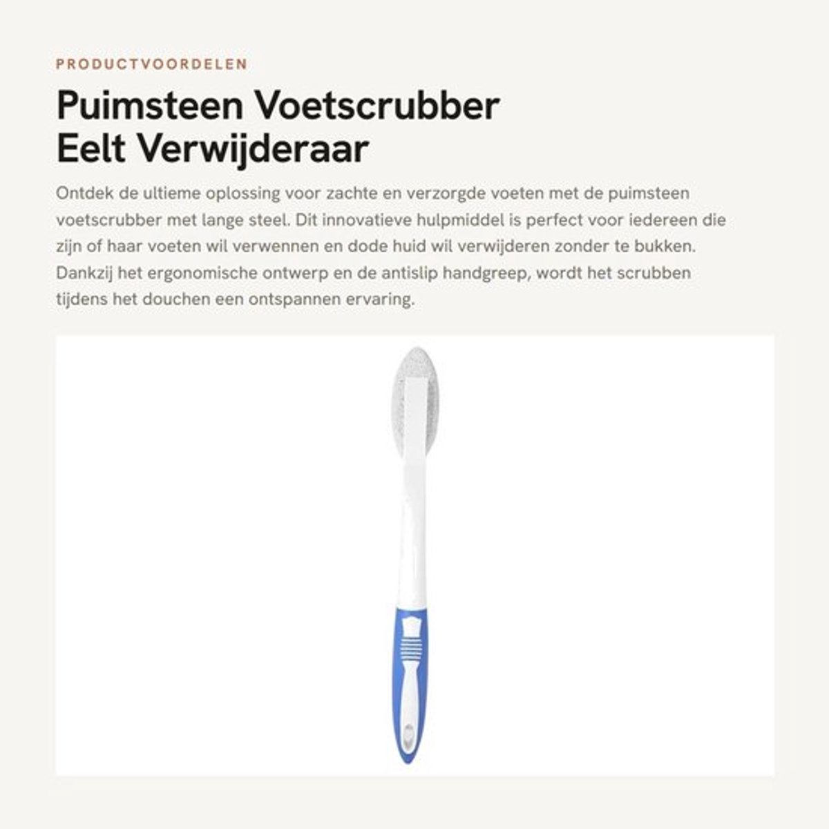 Voetscrubber met Lange Steel - Eeltverwijderaar - Voetborstel - Antislip Handgreep - Ergonomisch Ontwerp - Schimmelbestendig - Voetmassageborstel