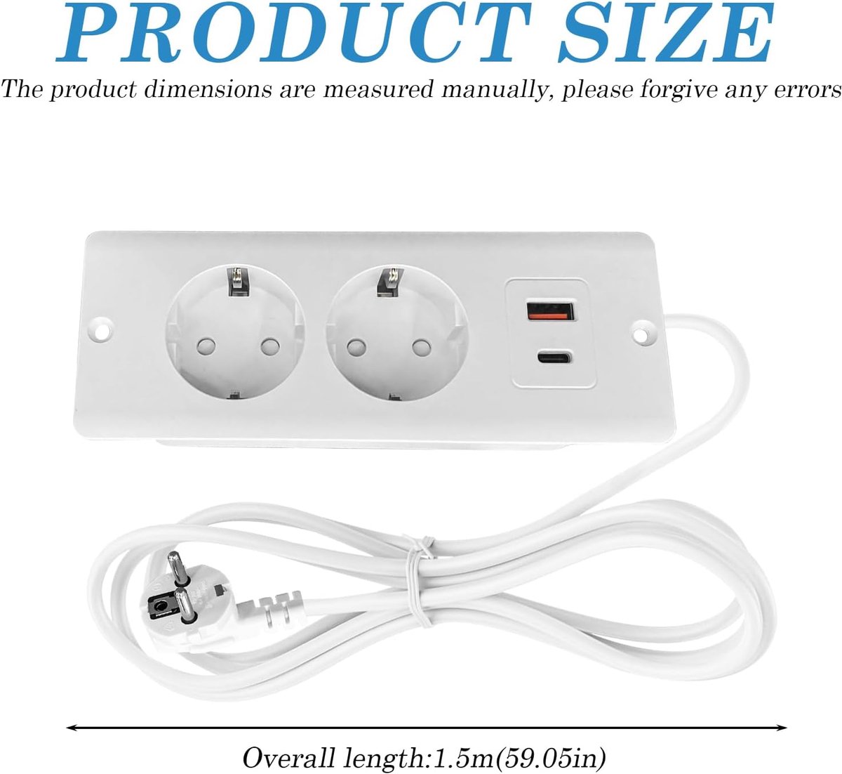 Tafelaansluiting 4-in-1 - Ingebouwde stopcontacten - USB-A en Type-C aansluiting - Ideaal voor thuis en op kantoor - ShopVlot
