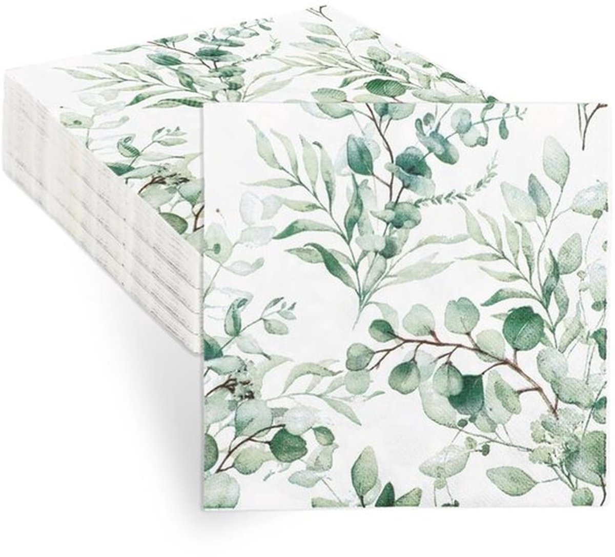 Servetten 60 stuks - Papieren Servetten - Eucalyptus Design - 2-laags - Bruiloft/Communie - Tafeldecoraties - 33 x 33 cm