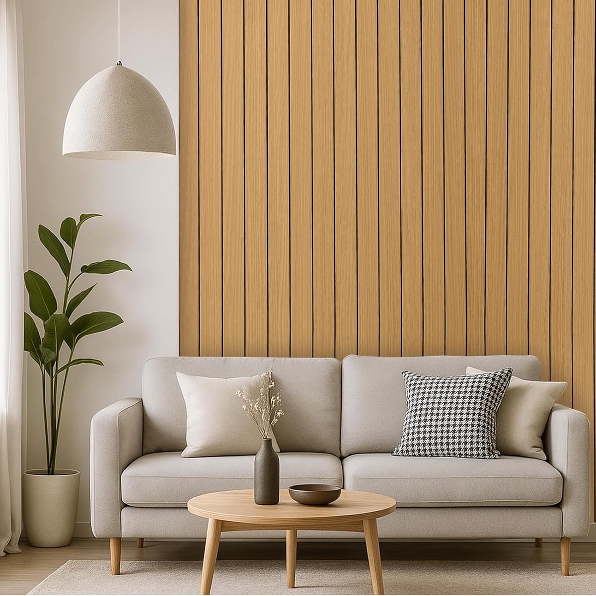Akoestische panelen 300 x 40 cm - 3D houtlook - zelfklevend - eenvoudig te installeren voor woonkamer - ShopVlot