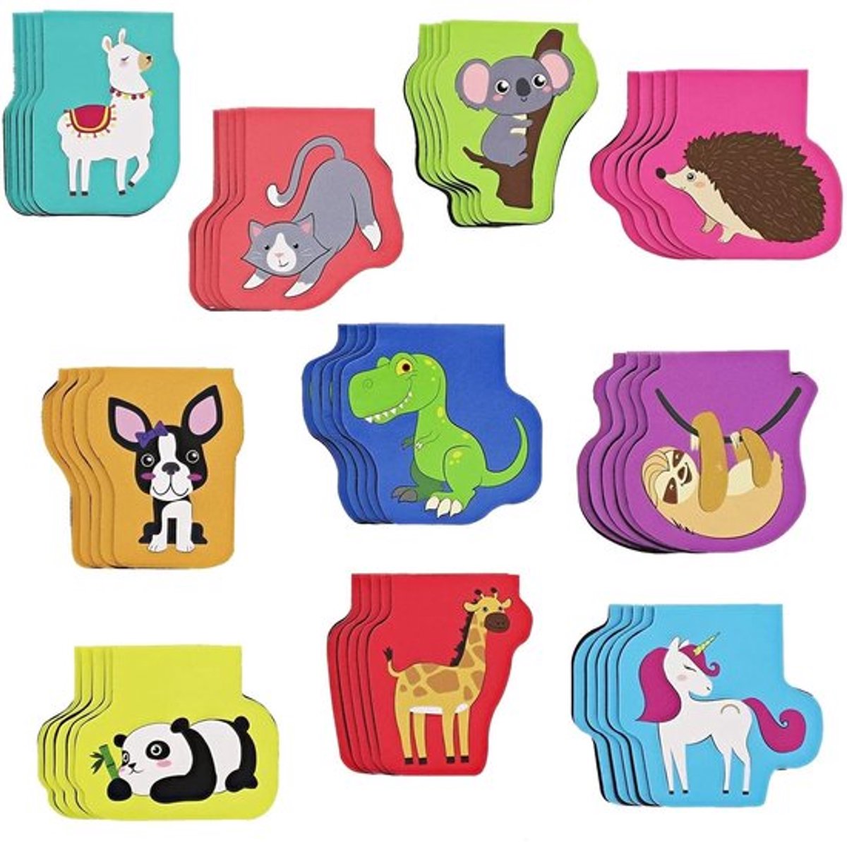 Bladwijzers Set van 50 - Magnetische Bladwijzers - Dierlijke Ontwerpen - Paginaclipmarkers - Kinderen - 4,3 x 4,3 cm - Boekenleggers