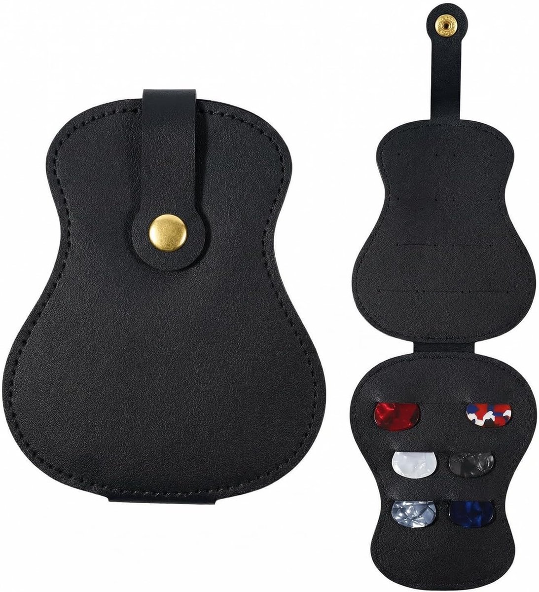 Gitaarplectrumhouder - PU-leer - Organizer met vakjes - Bescherming voor plectrums - ShopVlot