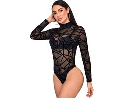 Women's Semi-Transparent Long Sleeve Sexy Body High Elasticity Bodysuit for Party and Rave - ShopVlot
