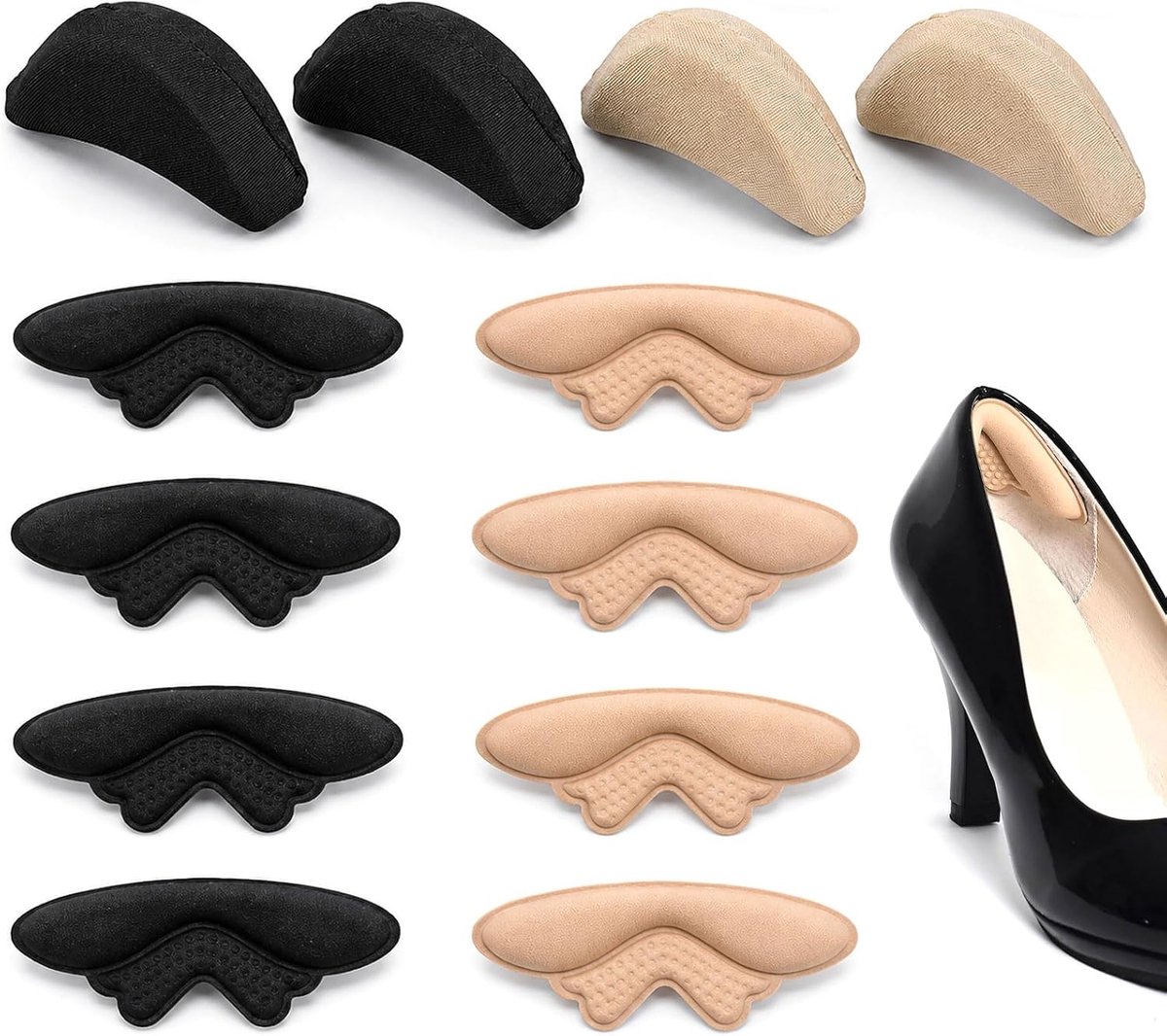 12-piece heel cushion set, 8 heel pads and 4 insoles for shoe size reduction, non-slip shoe pads for too loose shoes - ShopVlot
