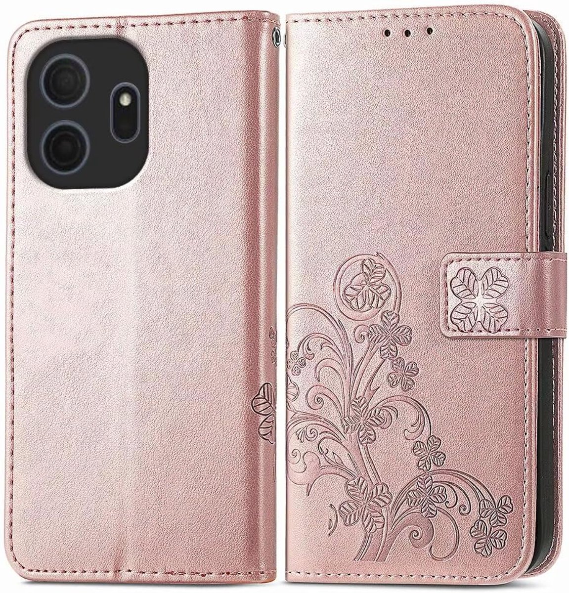 Mobiel toont TCL NxtPaper 70 Pro - Leer Wallet Case - 3 Kaartsleuven - Bescherming en stijl - ShopVlot