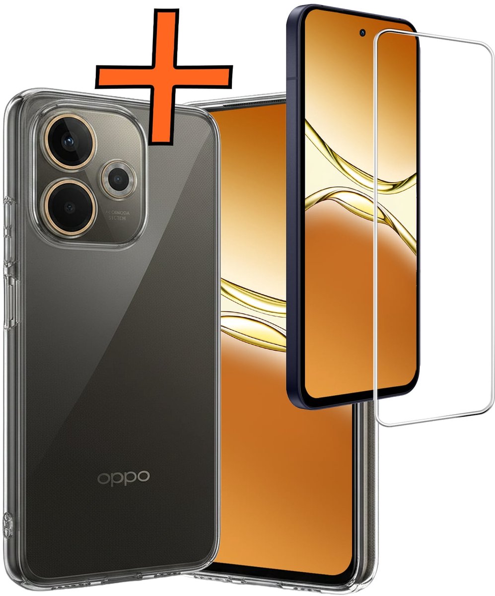 Hoes - Met Screenprotector - Geschikt voor OPPO A5 Pro - Sterk & Shockproof - Back Cover - Siliconen Case - Telefoon Hoes - Transparant
