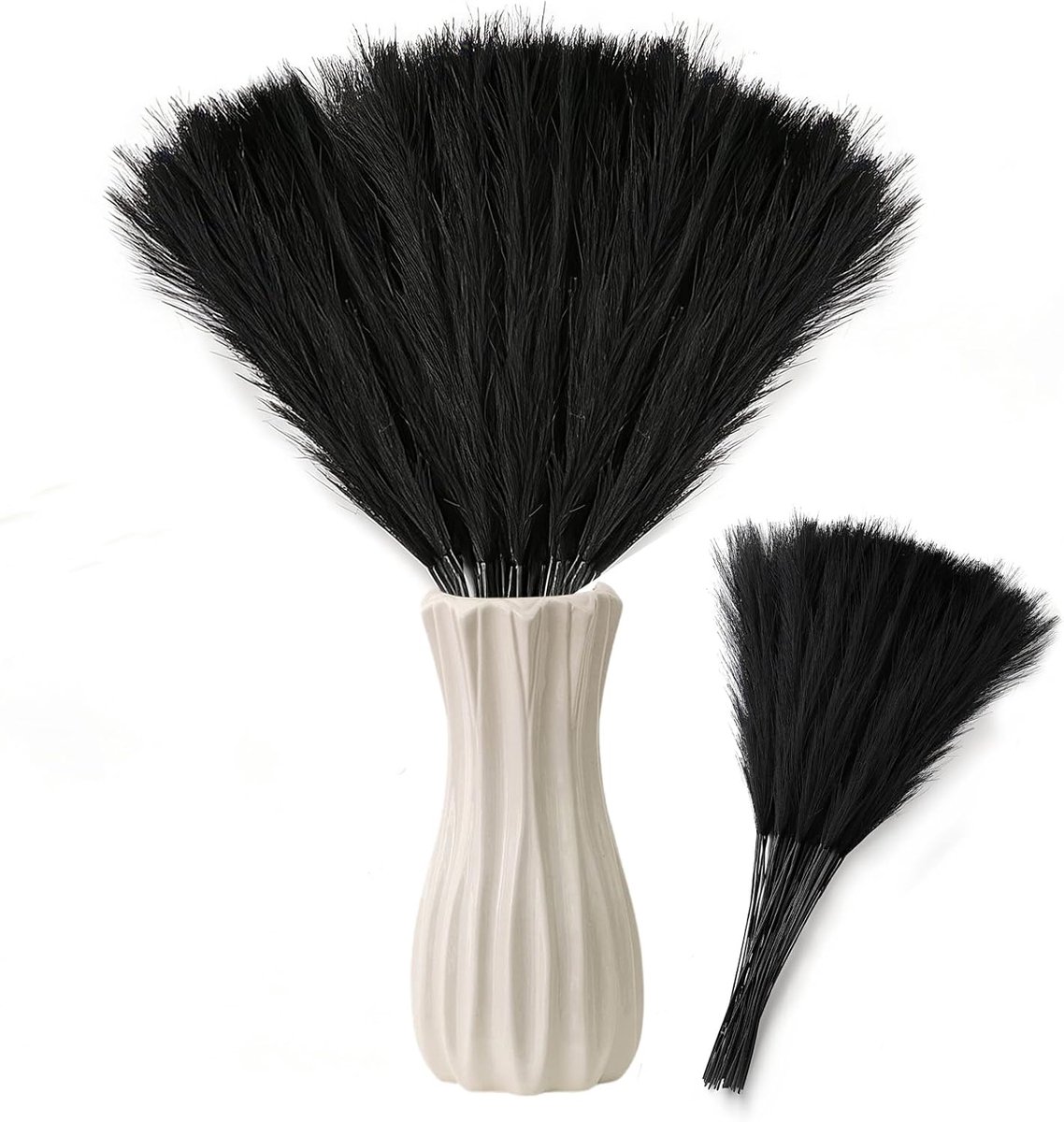 Pampasgras decoratie 55 cm - kunstzwart - pluizig - boho-decoratief voor woonkamer - ShopVlot